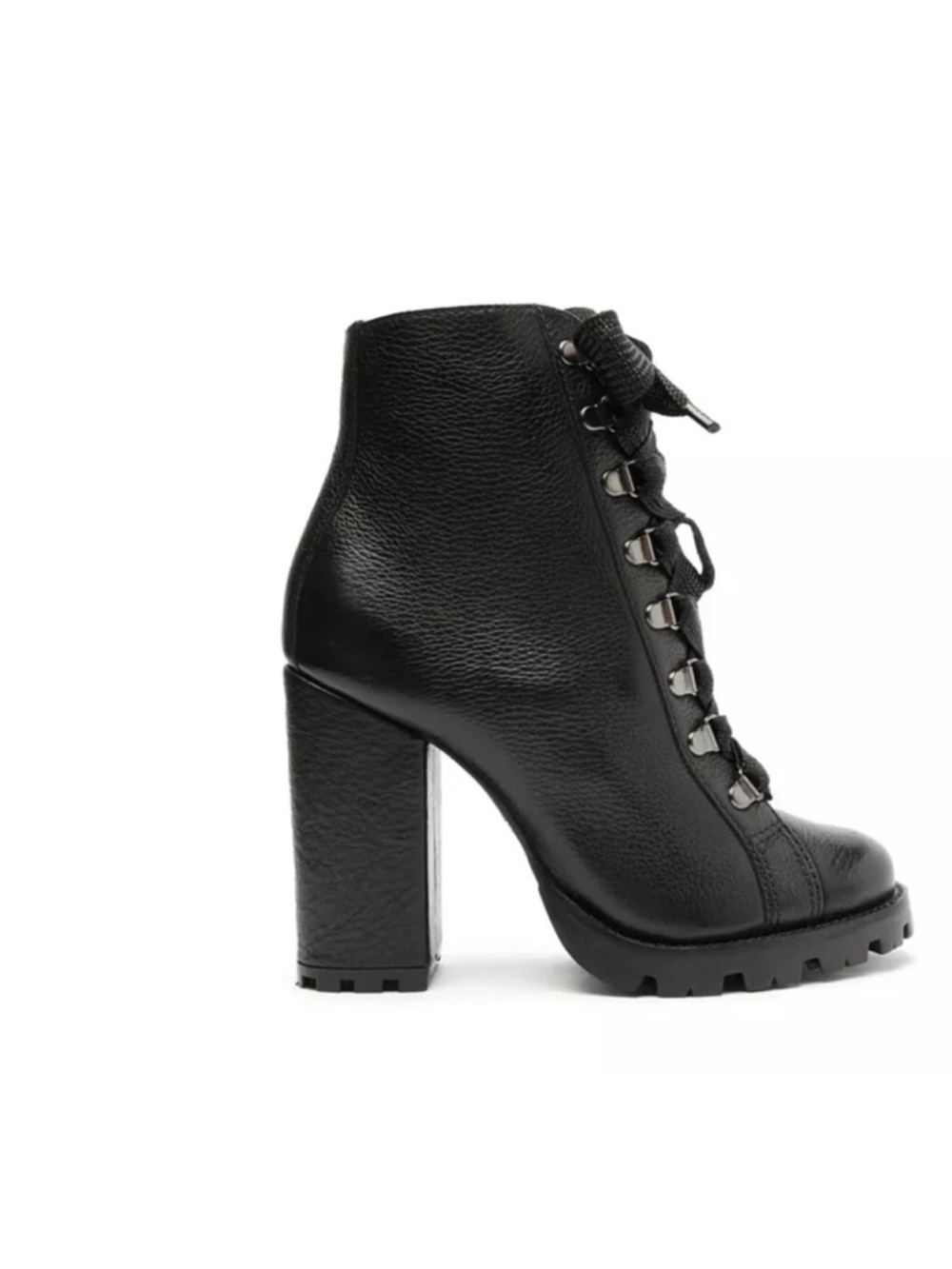 Schutz ZHara Lug Sole Black Leather Booties US Sz 8 B